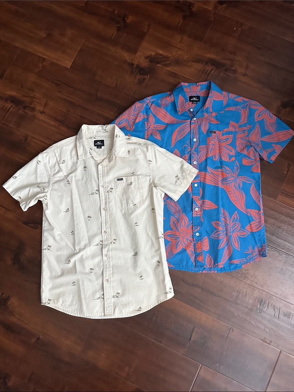 O'Neill Blue & Coral Floral Short-Sleeve Button-Up Shirt
